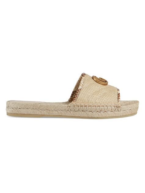 gucci pilar straw espadrille slides|Gucci espadrille wedges.